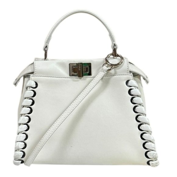 Fendi Mini Peekaboo Shoulder Bag, Leather, 8BN244, White, Women's, FENDI, 2-Way - Picture 1 of 13
